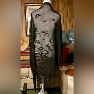 Elegant Black Fringe Wrap Shawl